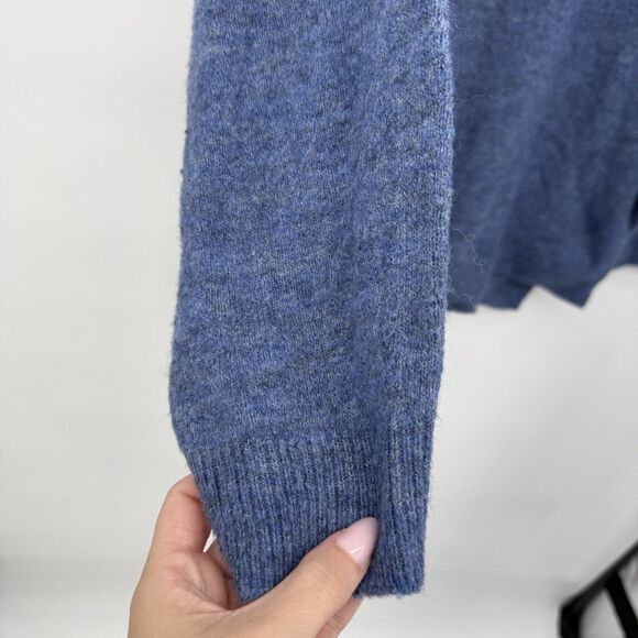H&M Blue Cozy Turtleneck Sweater Oversized Size XS Acrylic Wool Blend Winter - Picture 4 of 10
